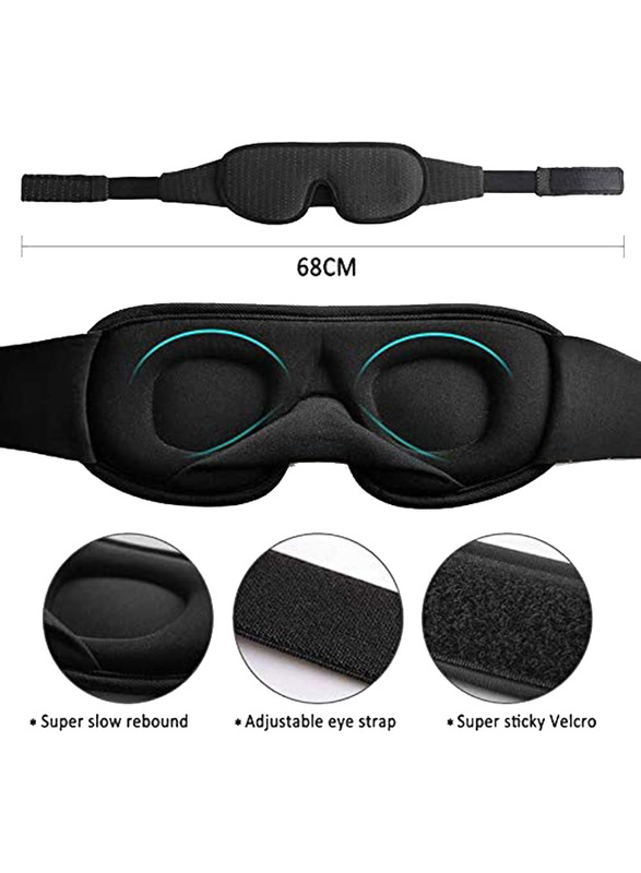 Idealline Sleep Eye Mask with Nose Baffle, Black