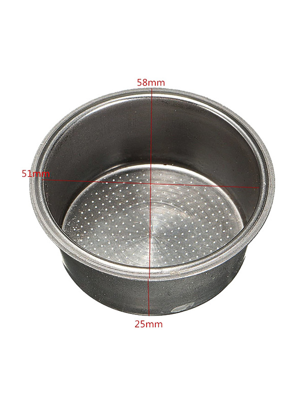 Skeido 51mm Stainless Steel Non Pressurized Filter Basket Reusable Coffee Filter for Coffee Machine, Silver