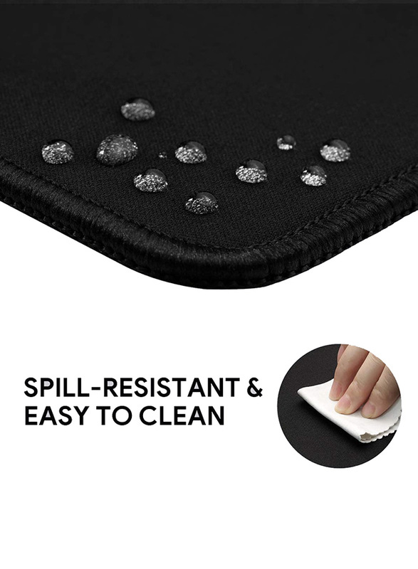 Extended Stitched Edges Gaming Mousepad, Large, Black