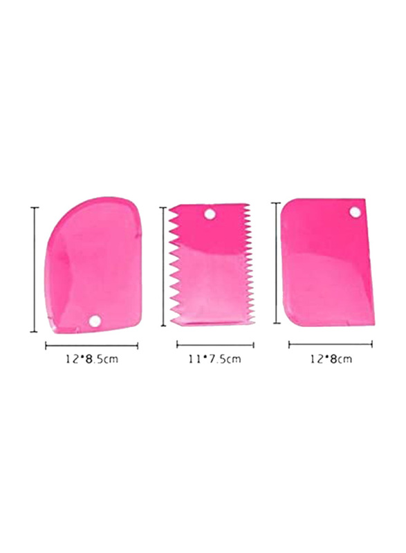 3-Piece Pastry Butter Scraper Cutter Baking Cake Decorating Tools, Rose Red