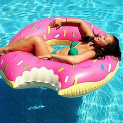 Mumoo Bear Donut Pool Inflatable Float Jumbo Ring, Multicolour, 90cm