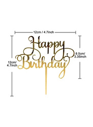 Bake Planet 6-Piece Golden Happy Birthday Cake Topper for Cake, Gold