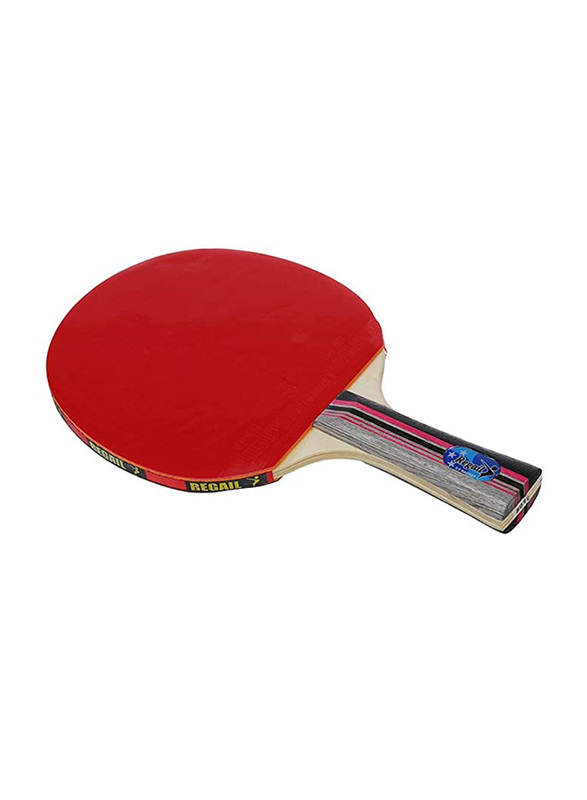 Solid Wood Ping Pong Paddle Table Tennis Rackets with 3 Balls Set, 2 Pieces, Red/Black