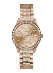 Guess Analog Quartz Watch for Women with Stainless Steel Band, Water Resistant, W1280L3, Rose Gold