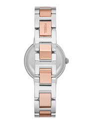 Fossil Virginia Analog Watch for Women with Stainless Steel Band, Water Resistant, ES3405, Rose Gold/Silver-Rose Gold