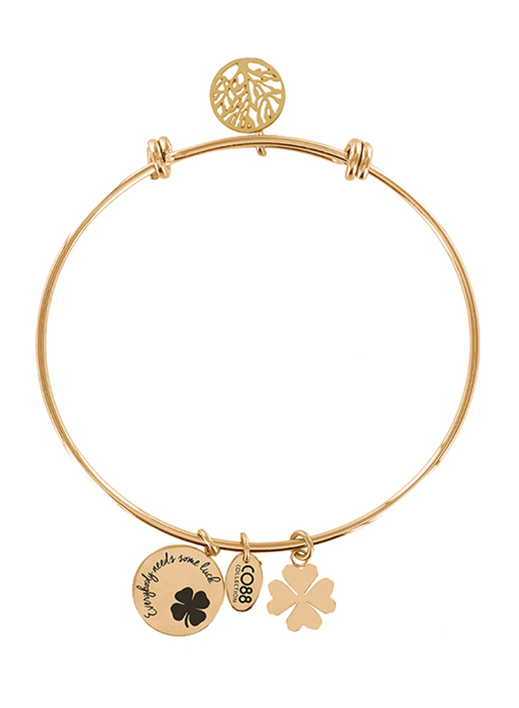 Co88 Celestial Gold Plated Bracelet for Women with Tree of Life and Clower Charm, Gold