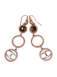 Just Cavalli Just Queen Stainless Steel Drop & Dangle Earrings for Women with Cubic Zirconia Stone, Rose Gold