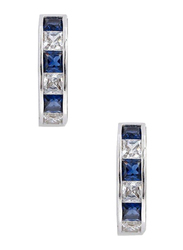 Apm Monaco 925 Sterling Silver Hoop Earrings for Women with Cubic Zirconia Stone, Silver/Blue