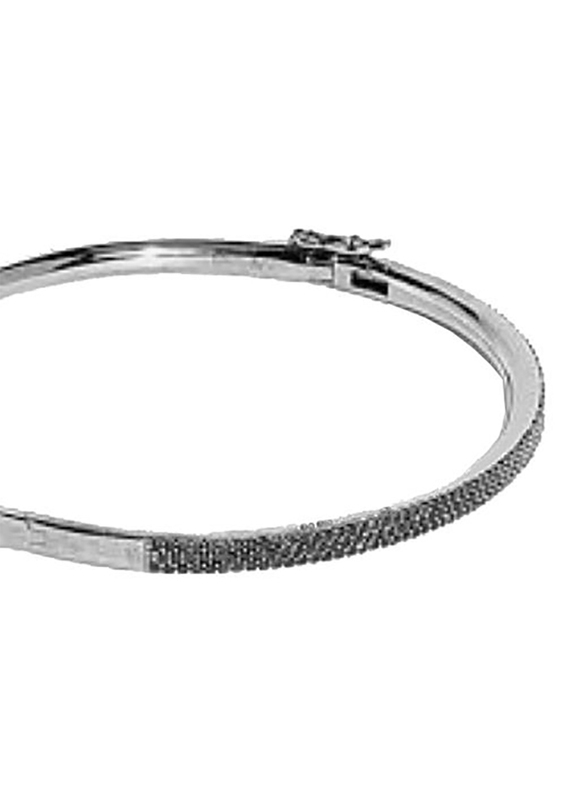 Apm Monaco 925 Sterling Silver Bangle for Women with Cubic Zirconia Stone, Silver/Black