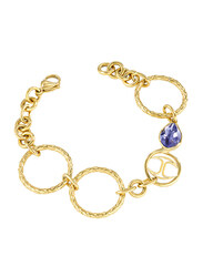 Just Cavalli Just Hipnose Stainless Steel Chain Bracelet for Women with Crystal Stone, Gold