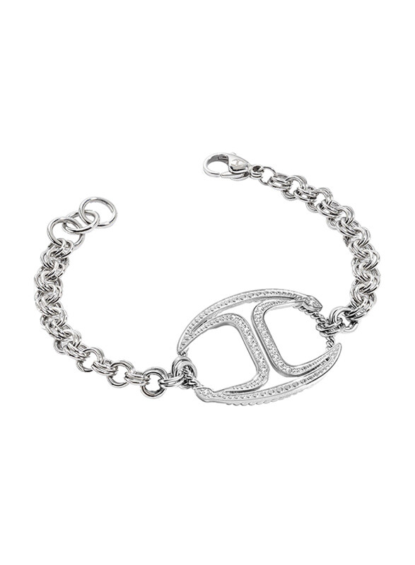 

Just Cavalli Just Street Stainless Steel Chain Bracelet for Women with Crystal Stone, Silver