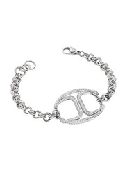 Just Cavalli Just Street Stainless Steel Chain Bracelet for Women with Crystal Stone, Silver