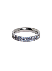 Apm Monaco 925 Sterling Silver Fashion Ring for Women with Cubic Zirconia Stone, Gunmetal/Blue, EU 44