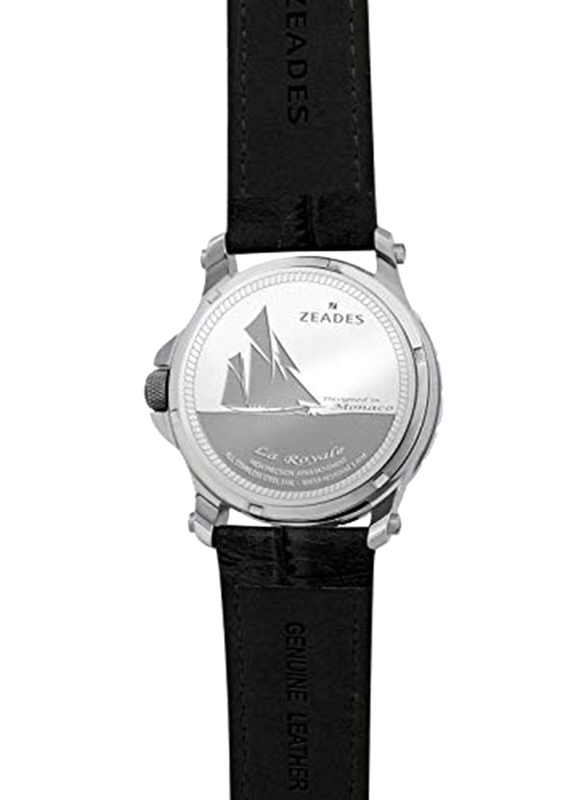 Zeades Monte Carlo La Royale Analog Watch for Men with Leather Band and Roman Numbers, ZWA01265, Black-White