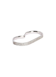 Apm Monaco 925 Sterling Silver Multi Finger Ring for Women with Cubic Zirconia Stone, Silver, EU 58