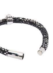 Christina Design London Leather Cord Charm Bracelet for Women, with Bubbly Pearl Love Drop and Elephant Tube, Black