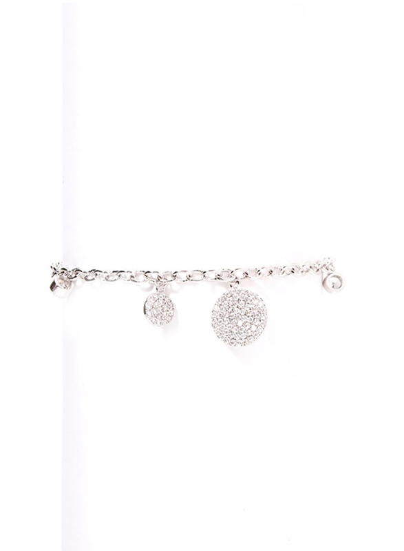 Infinity Jewels Silver Plated Charm Bracelet for Women, with Crystal Stones, Silver