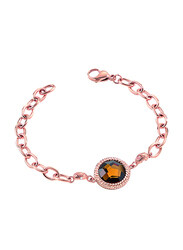 Just Cavalli Just Queen Stainless Steel Chain Bracelet for Women with PVD Crystal Stone, Rose Beige