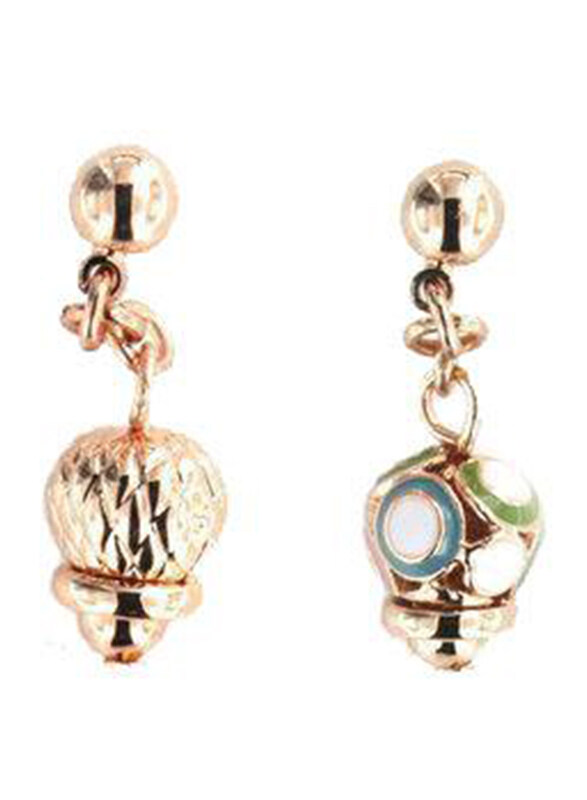 

Bysimon Capri Collection Mismatch Metal Drop & Dangle Earrings for Women with Hanging Enamelled Bell, Rose Gold