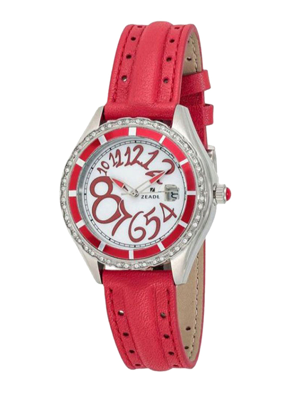 Zeades Monte Carlo Victoria Analog Watch for Women with Leather Band, Water Resistant, ZWA01149, Red-White