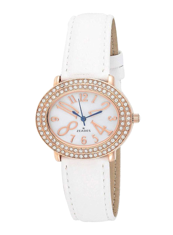 Zeades Monte Carlo La Rochelle Analog Watch for Women with Leather Band, Water Resistant, ZWA01252, White