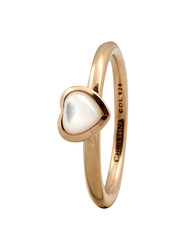 Christina Design London Gold Plated Sterling Silver Heart Shape Fashion Ring for Women with Pearl Stone, Gold, EU 49