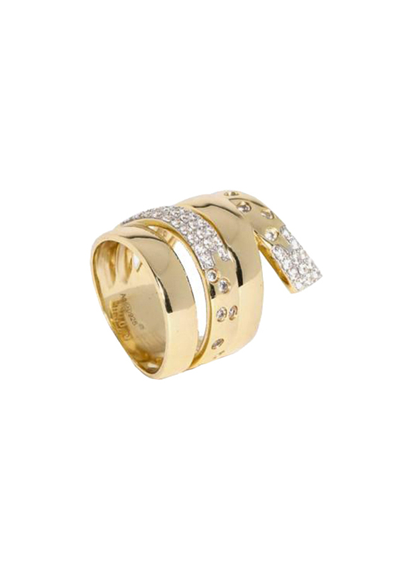 آيه بي ام موناكو خاتم من الفضة الاسترليني 925 مزين باحجار الزيركون، ذهبي، مقاس 54 اوروبي