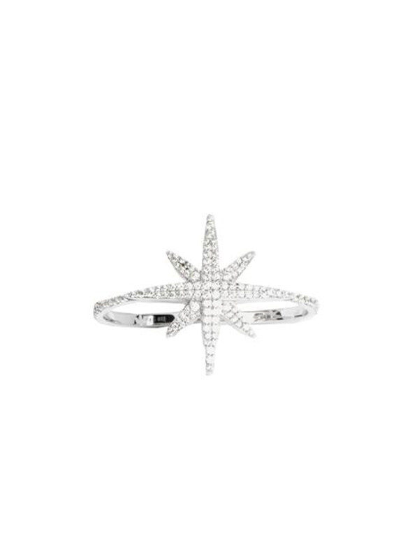 

Apm Monaco 925 Sterling Silver Double Finger Ring for Women with Cubic Zirconia Stone, Silver, EU 54