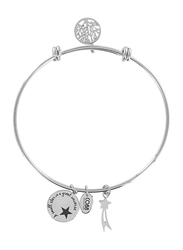Co88 Celestial Stainless Steel Bracelet for Women with Tree of Life and Star Charm, Silver
