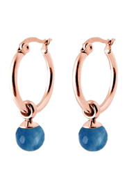 Co88 Serenity Stainless Steel Dangle Earrings for Women with Jade Natural Stone, Latch Closure, Blue