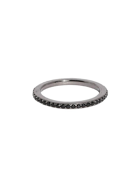 

Apm Monaco 925 Sterling Silver Midi Ring for Women with Cubic Zirconia Stone, Black, EU 44