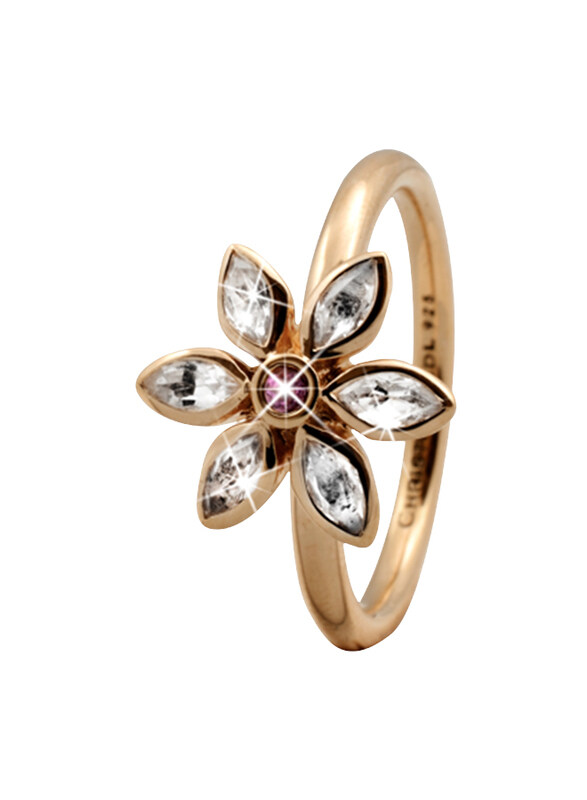 

Christina Design London Gold Plated Sterling Silver Marquise Flower Shape Fashion Ring for Women with Topaz Stone, Gold, EU 57