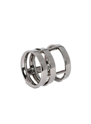 Apm Monaco 925 Sterling Silver Three Line Midi Ring for Women with Cubic Zirconia Stone, Silver, EU 44