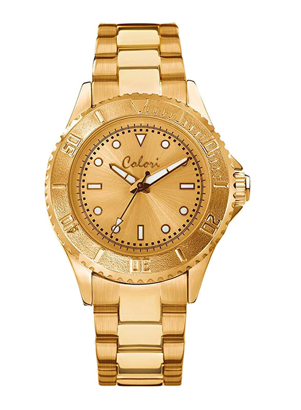 

Colori Analog Watch for Women with Stainless Steel Band, Water Resistant, 5-COL 344, Gold