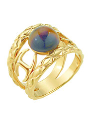 Just Cavalli Just Fierce Stainless Steel Fashion Ring for Women with Round Brown Beaded Detail, Gold, IT 16