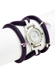 Christina Design London Assemble Collect Analog Swiss Watch for Women with Attached Italian Leather Cord with Genuine Gemstone Charms Band, Water Resistant, 300 SWBLN Love, Purple-White