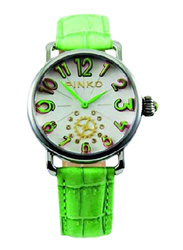 Pinko Geko Analog Quartz Watch for Women with Leather Band, Water Resistant, 21000, Green-White