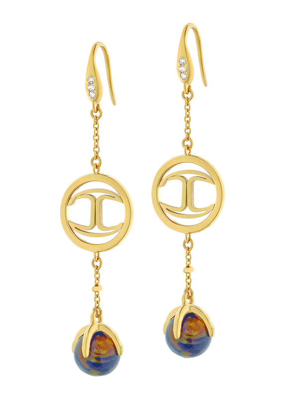

Just Cavalli Just Fierce Stainless Steel Drop & Dangle Earrings for Women with Resin Stone, Gold