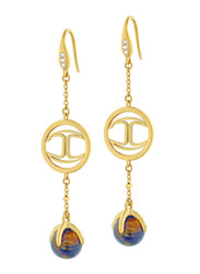 Just Cavalli Just Fierce Stainless Steel Drop & Dangle Earrings for Women with Resin Stone, Gold