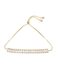 Infinity Jewels Gold Plated Studded Chain Bracelet for Women, with Crystal Stones, Gold