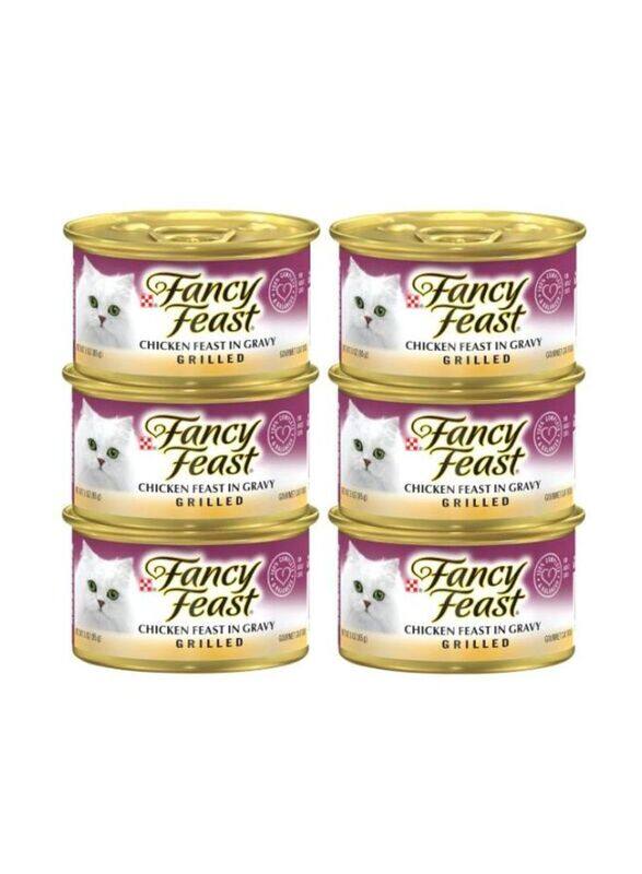 Fancy Feast 6-Piece Grilled Chicken Feast In Gravy Wet Cat Food, 85g