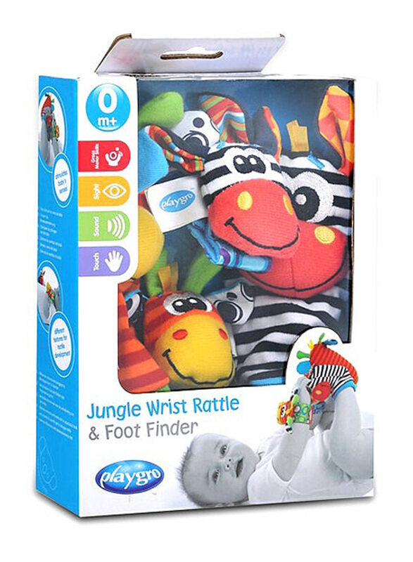 

Playgro 4-Piece Jungle Wrist Rattle & Foot Finder Set 0183077, Multicolour