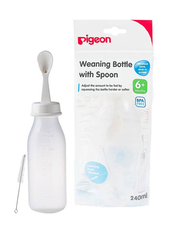 

Pigeon Weaning Bottle with Spoon, 240ml, Clear