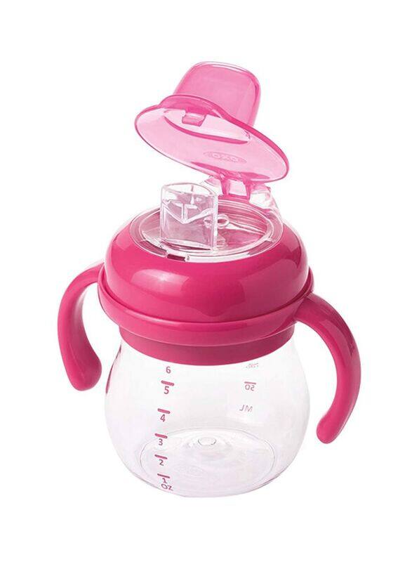 

Oxo TOT Transitions Soft Spout Sippy Cup with Removable Handle, Pink/Clear