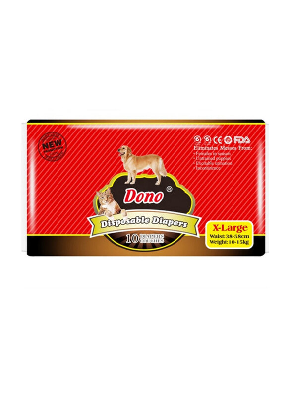 

Dono X Large Pet Disposable Diapers, 10 Piece, Multicolour