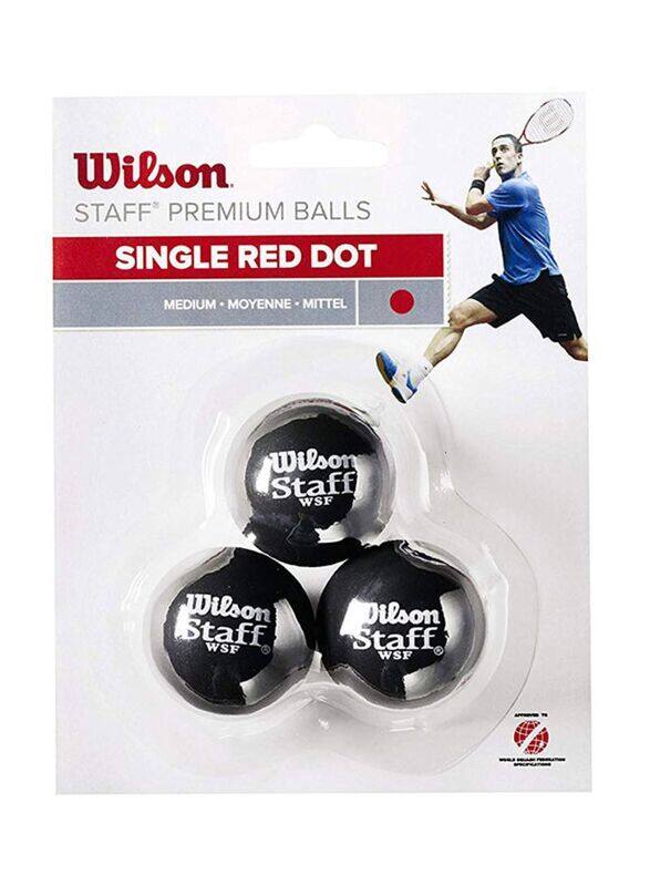 

Wilson Staff Premium Single Red Dot Squash Ball, 3 Piece, Black
