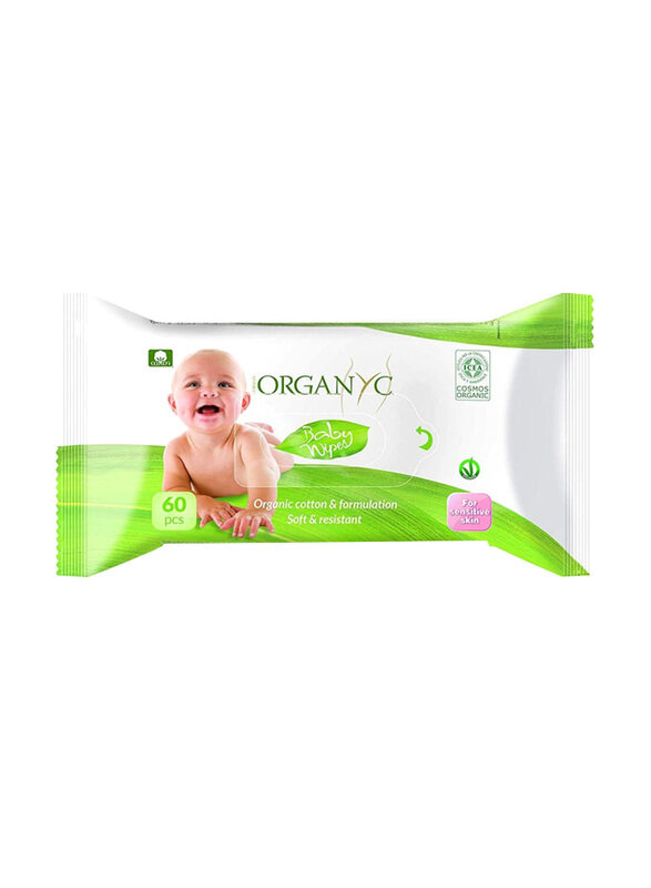 

Organyc 60-Pieces Moist Baby Wipes, White