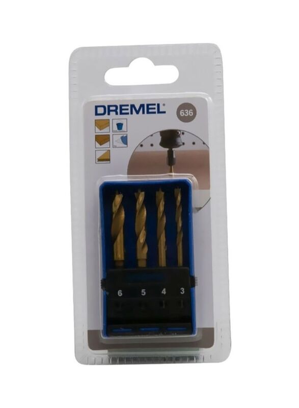 Dremel 4-Piece 636 Titanium Wood Drill Set, Multicolour
