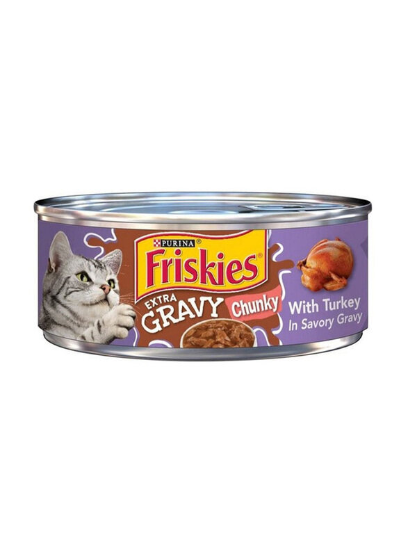 

Purina Friskies Extra Gravy Chunky Can Wet Cat Food with Turkey in Savory Gravy, 156g