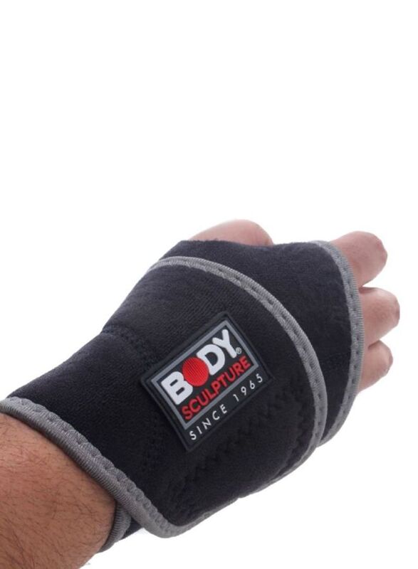 Body Sculpture Wrist Support Open Patella with Terry Cloth, Black